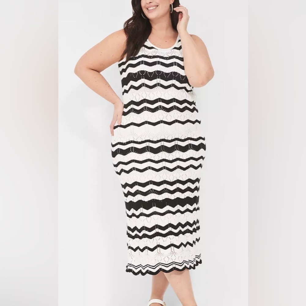 LANE BRYANT Sleeveless Chevron Stripe Sweater Dress black & White New 18/20
